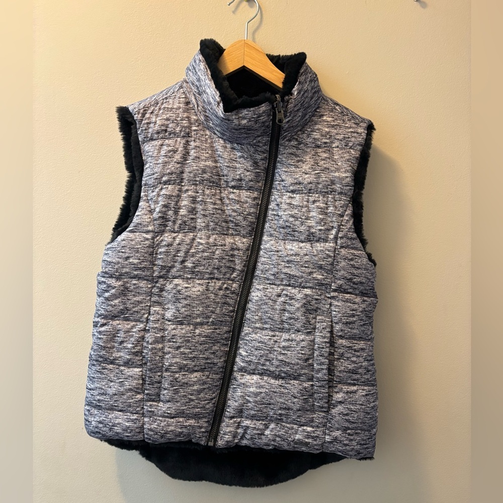 Justice Heather Gray/Black Quilted Vest girls size 12